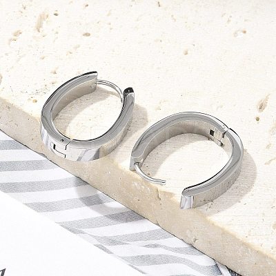 304 Stainless Steel Oval Hoop Earrings for Women EJEW-C096-66P-1