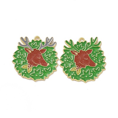 Christmas Theme Rack Plating Alloy Enamel Pendants PALLOY-O109-18LG-1