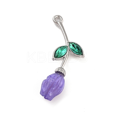 Alloy Resin Flower Pendants PALLOY-U003-06P-01-1