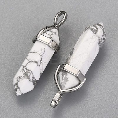 Natural Howlite Double Terminated Pointed Pendants G-F295-04F-1