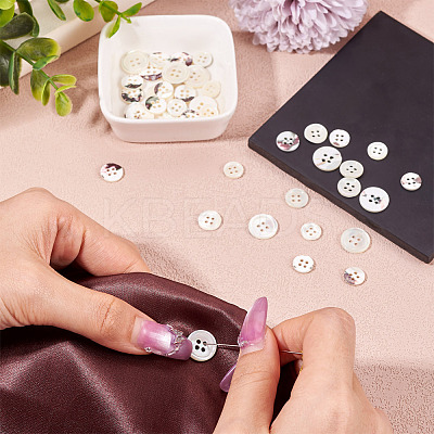 45Pcs 3 Styles 4-Holes Shell Buttons BUTT-TA0001-28-1