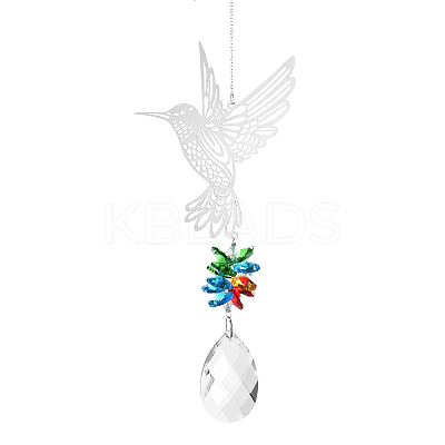 Teardrop Glass Hanging Suncatcher Pendant Decoration DJEW-PW0008-03-1
