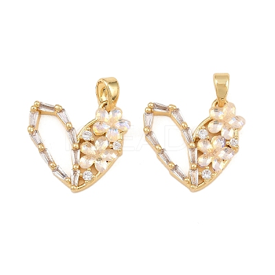 Brass Micro Pave Cubic Zirconia Pendants KK-I475-04G-1