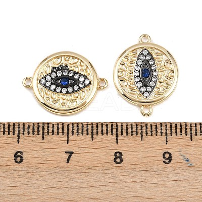 Brass Pave Clear and Blue Cubic Zirconia Connector Charms KK-L251-14G-1