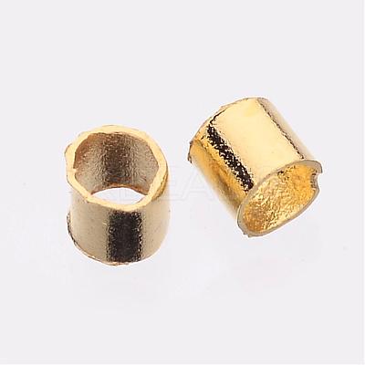 Golden Plated Brass Tube Crimp Beads X-E003-G-1