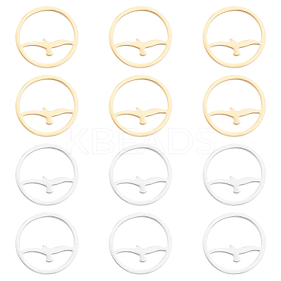 12Pcs 2 Clors 201 Stainless Steel Links Rings STAS-UN0041-28-1