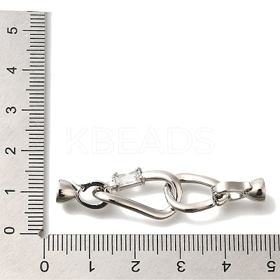 Brass Micro Pave Clear Cubic Zirconia Fold Over Clasps KK-K389-121P-1
