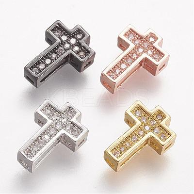 Brass Micro Pave Cubic Zirconia Beads ZIRC-N025-55-1