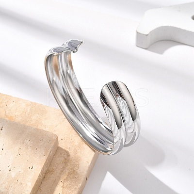 304 Stainless Steel Cuff Bangles for Women BJEW-B108-07P-1