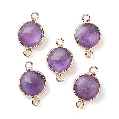 Natural Amethyst Connector Charms G-C102-09F-G-1