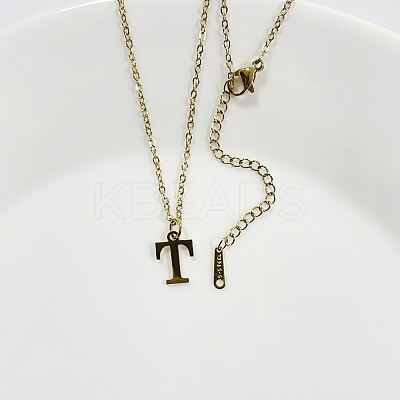 304 Stainless Steel Letter Pendant Necklaces NJEW-WH0027-26T-G-1