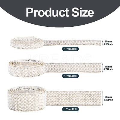 3 Yards 3 Styles Imitation Pearl Hotfix Rhinestone Ribbon Trimming DIY-TA0013-16-1