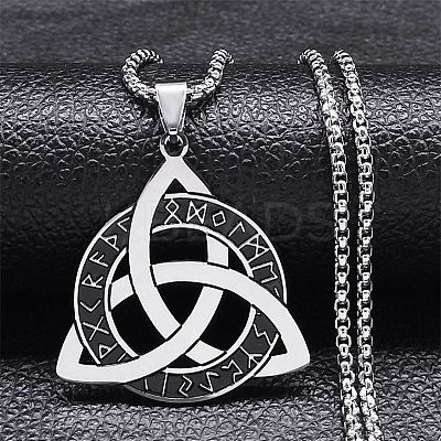 201 Stainless Steel Pendant Necklaces NJEW-C066-08P-1