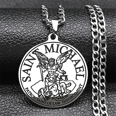 201 Stainless Steel Pendant Necklaces NJEW-C066-04P-1