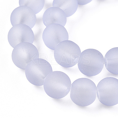 Baking Paint Lilac Frosted Round Transparent Glass Bead Strands X-GLAA-S031-8mm-25-1