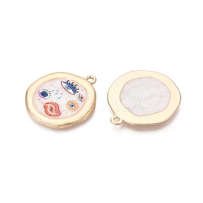 Printed Alloy Enamel Pendants ENAM-N071-10G-01-1