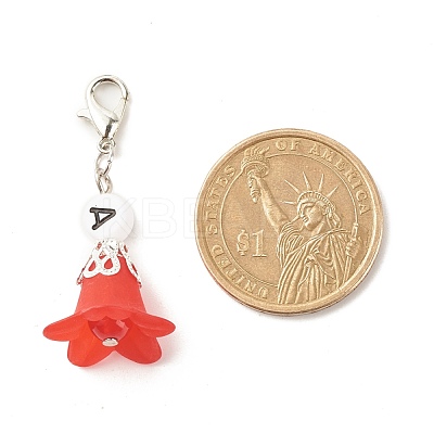 Frosted Flower Transparent Acrylic Pendant Decoration HJEW-JM00628-04-1