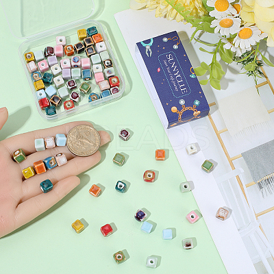 96Pcs 16 Colors Handmade Porcelain Ceramic Beads PORC-SC0001-52-1