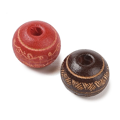 Painted Natural Wood Beads WOOD-N006-02A-M-1