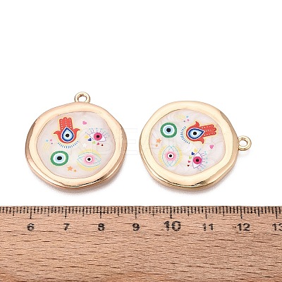 Printed Alloy Enamel Pendants ENAM-N071-10G-02-1