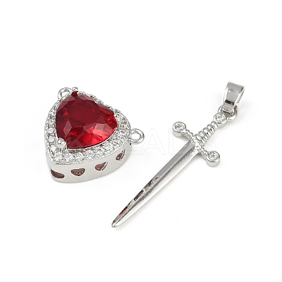Brass Micro Pave Cubic Zirconia Pendant Sets KK-S507-18G-01-1
