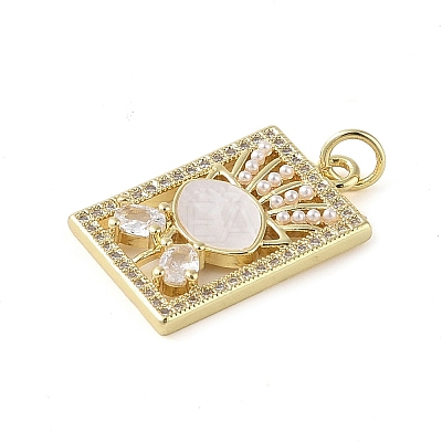 Brass Micro Pave Clear Cubic Zirconia Pendants KK-Q813-06A-G-1