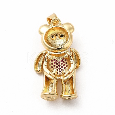 Rack Plating Brass Micro Pave Cubic Zirconia Pendants KK-G456-21G-1