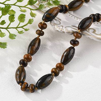 Natural Tiger Eye Beaded Necklaces NJEW-S388-13-1