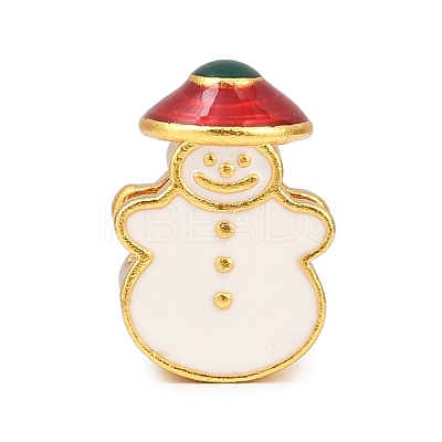Christams Brass Enamel European Beads KK-F922-03D-G-1