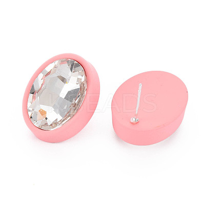 Crystal Rhinestone Oval Stud Earrings with 925 Sterling Silver Pins for Women MACR-S275-037B-1
