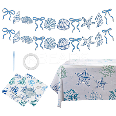 Paper Bowknot Shell Starfish Flag Hanging Banners AJEW-NB0008-39-1