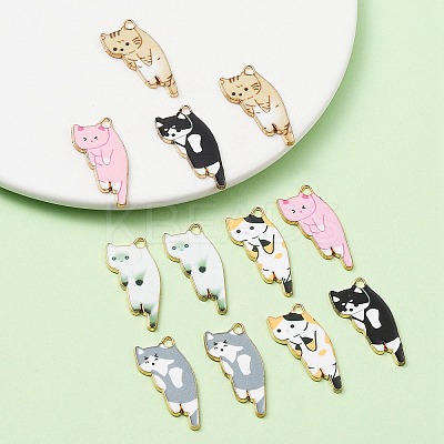 10Pcs 5 Style Printed Alloy Pendants ENAM-YW0003-61-1