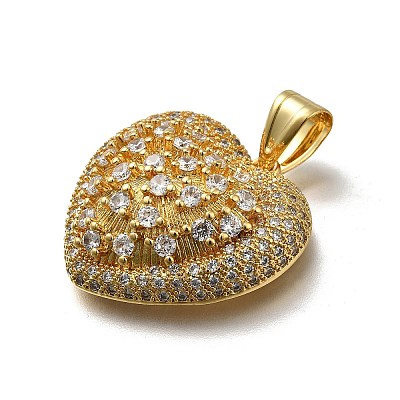 Brass Micro Pave Cubic Zirconia Pendants KK-C090-45G-02-1