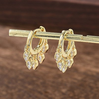 Brass Micro Pave Clear Cubic Zirconia Huggie Hoop Earrings EJEW-K083-45G-1