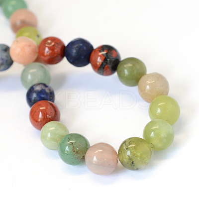 Natural Mixed Stone Round Bead Strands LS-G-E334-8mm-23-1