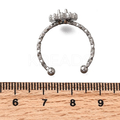 Oval 304 Stainless Steel Adjustable Cuff Ring Components STAS-H237-02A-P-1