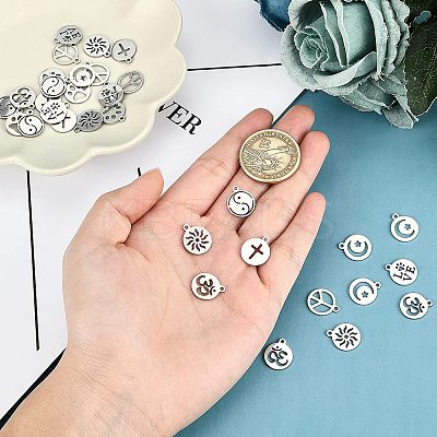 32Pcs 8 Style 304 Stainless Steel Charms STAS-BC0002-99-1