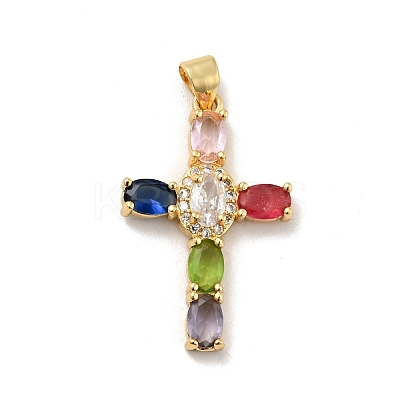 Rack Plating Brass Micro Pave Cubic Zirconia Pendants ZIRC-F129-29-G-1