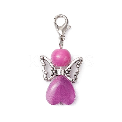 Angel Glass Pendant Decorations HJEW-JM02640-1