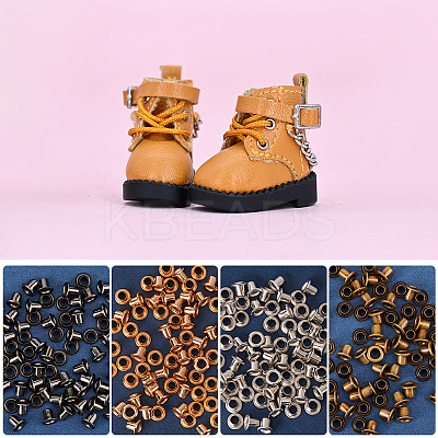 400Pcs 4 Colors Brass Grommet Eyelet Findings FIND-GF0006-42B-1