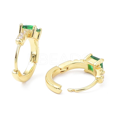 Brass Inlaid Cubic Zirconia Hoop Earrings ZIRC-P090-16G-A-1