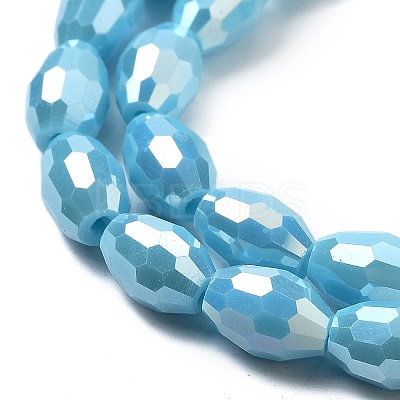 Electroplate Glass Beads Strands EGLA-A037-P6x8mm-B06-1