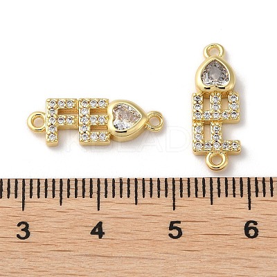 Rack Plating Brass Pave Clear Cubic Zirconia Connector Charms KK-K332-38G-1