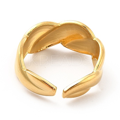 Ion Plating(IP) 304 Stainless Steel Twist Rope Open Cuff Ring for Women X-RJEW-F131-17G-1