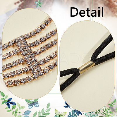 2Pcs 2 Colors Iron with Rhinestone Elastic Headband OHAR-ME0001-08-1