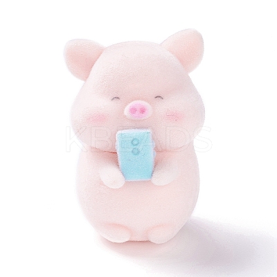 Flocky Resin Miniature Pig Figurines LS-AJEW-Z007-06-1