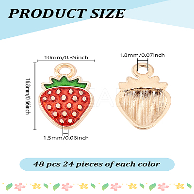 48Pcs 2 Colors Light Gold Plated Alloy Enamel Pendants FIND-LP0002-74-1