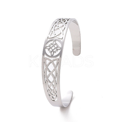 Non-Tarnish 304 Stainless Steel Cuff Bangles BJEW-M234-03P-1