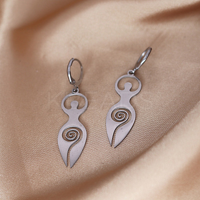 Spiral Goddess 201 Stainless Steel Hoop Earrings FS-WG62312-01-1