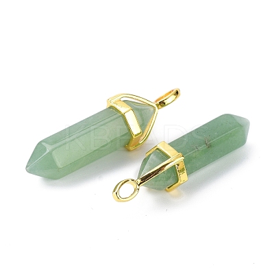 Natural Green Aventurine Pointed Pendants G-G025-01G-09-1